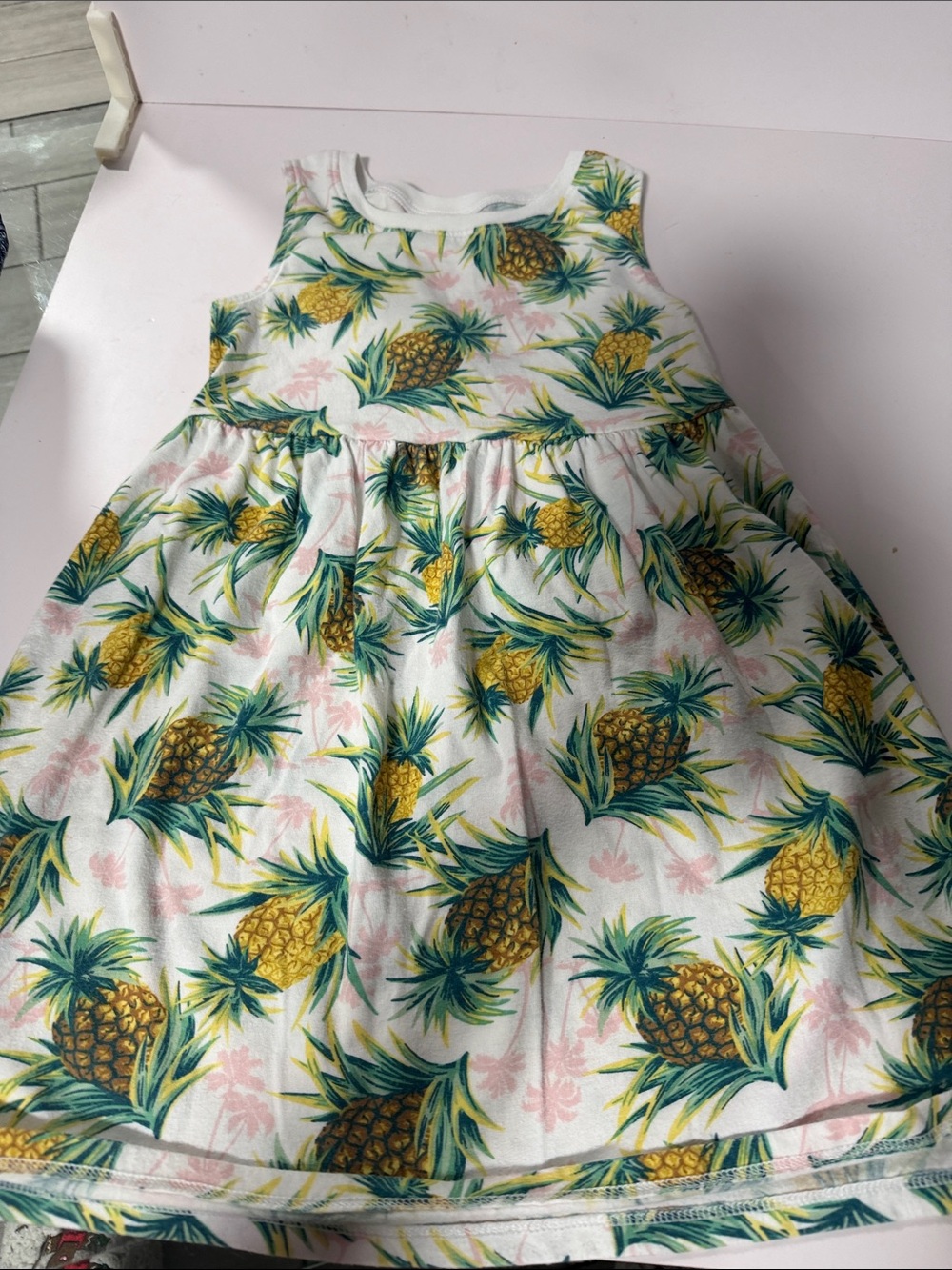 Old Navy Girls Pineapple Print Tank Dress - White, Yellow & Green